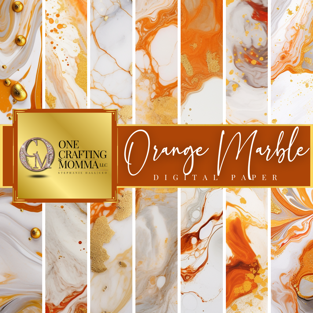 Orange Marble Digital Paper