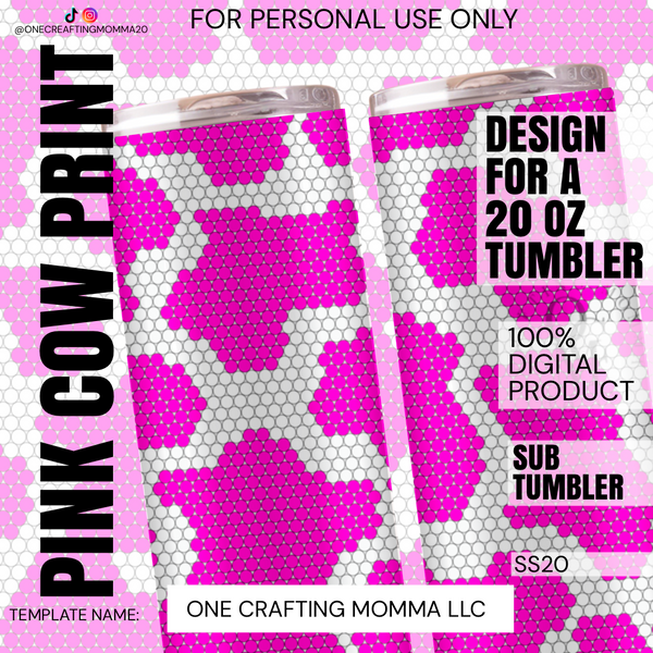 Cow Rhinestone Template Pink Cow Rhinestone Template – One Crafting Momma LLC